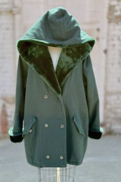 70s Wool Cocoon Hooded Coat
