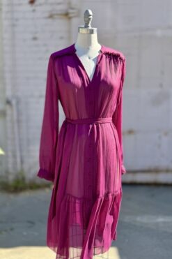 Alternative view of Vintage Nanette Lepore Burgundy Sheer Dress- M/L