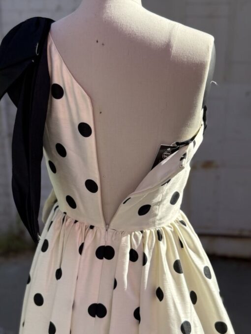 Y2K Polka Dot Flower Brooch Dress XS - Image 4