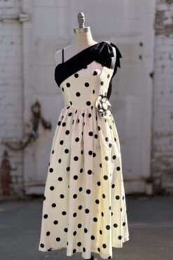 Y2K Polka Dot Flower Brooch Dress XS