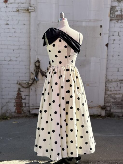 Y2K Polka Dot Flower Brooch Dress XS - Image 3