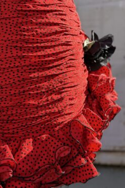 Alternative view of 80s Raul Blanco Red Ruffle Polka Dot Dress S