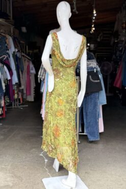 Alternative view of 90s Sue Wong Silk Chiffon Bias Cut Beaded Cowl Dress