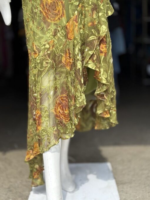 90s Sue Wong Silk Chiffon Bias Cut Beaded Cowl Dress - Image 5