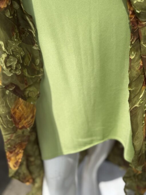 90s Sue Wong Silk Chiffon Bias Cut Beaded Cowl Dress - Image 7