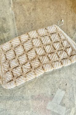 1940s beaded wallet clutch with strap