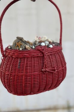 1950s Red Wicker Sea Bag