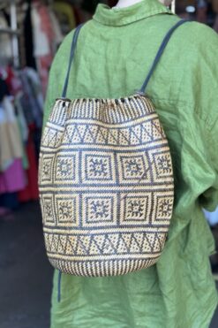 Woven Wicker Bucket Backpack