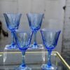 Vintage American Blue Glass Goblets, Set of 4