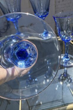 Alternative view of Vintage American Blue Glass Goblets, Set of 4