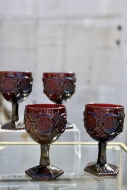 Vintage Avon Cape Cod Ruby Red Large Goblet- Set of 4