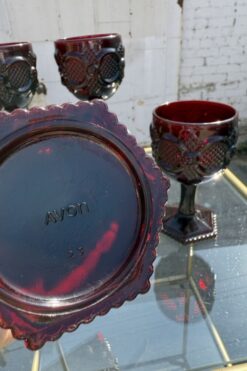 Alternative view of Vintage Avon Cape Cod Ruby Red Large Goblet- Set of 4