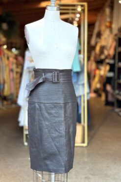 80's La Matta Belted Leather Skirt