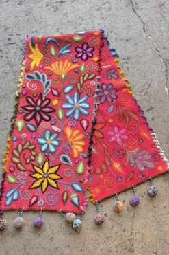 Vtg. Handmade Pom Pom Table Runner