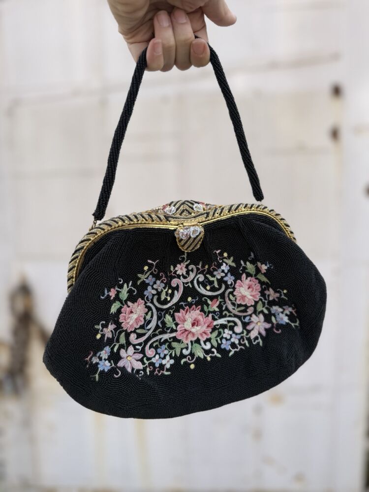Hotbox-Vintage-South-Pasadena-California-Vintage-Beaded-Delill-Floral-Handbag_6184 Large → Hotbox Vintage 1950s beaded bag