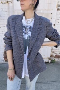 Vintage Diane Von Furstenberg Tweed Raglan Sleeve Blazer - M/L