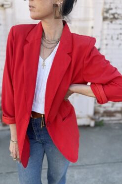 80s Lipstick Red Blazer - M/L