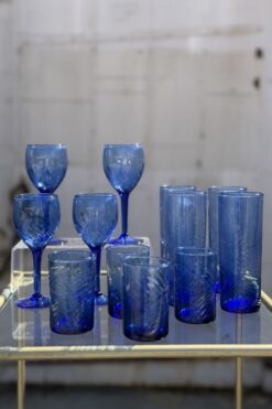 Alternative view of Set of 12 Vintage Swirl Blown Glassware