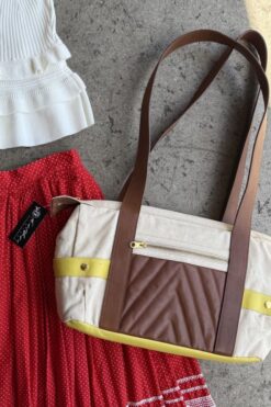 Canvas Leather Zip Tote