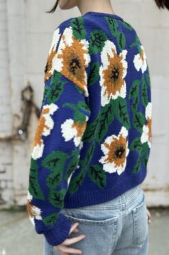 Alternative view of Vintage Cotton Knit Floral Cardigan - S