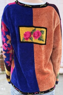 Alternative view of 90s Chenille Color Block Cardigan - M