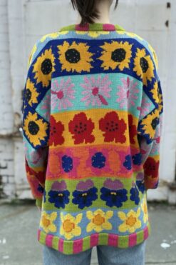 Alternative view of Vintage Psychedelic Flower Knit Sweater - L