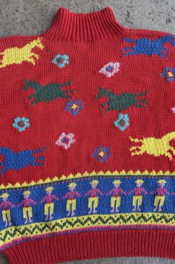 Alternative view of Vintage Hand Knit Wild Horses Sweater- M