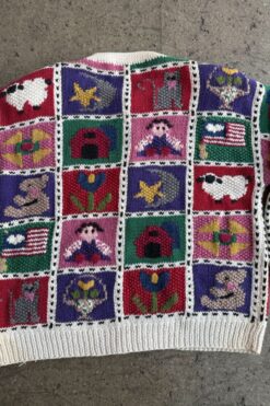 Alternative view of Vtg. Wilson's Handknit Motif Block Cardigan