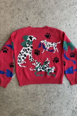 90s Talbot's Handknit Red Dalmatian Sweater