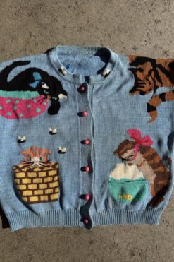 Vintage Christine Foley Cat Cardigan Sweater - Medium