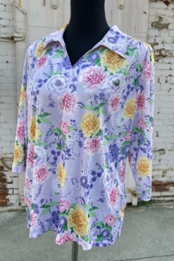 70s Lavender Floral Top – Large