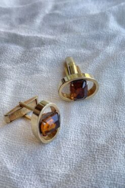 Vintage Pat Pend Floating Amber Cufflinks