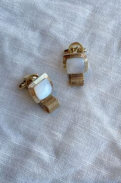 Vintage Gilt Mother of Pearl and Gold Tone Cufflinks