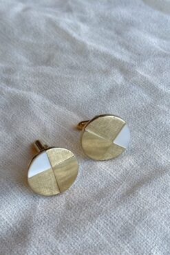 Vintage Swank Brushed Gold Tone and Mother of Pearl Cufflinks