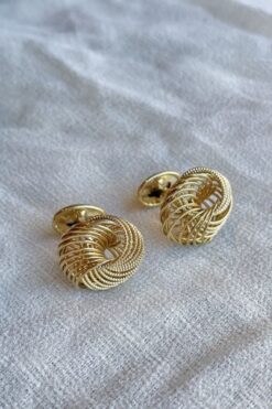 Vintage Gold Tone Wrapped Wire Swirl Cufflinks