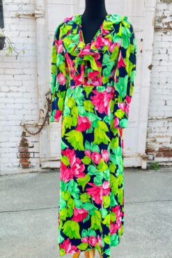 1970s Tulip Print Top and Skirt Two-Piece Set - Small