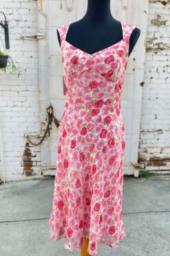 90s Cutout Back Rose Garden Dress - Medium