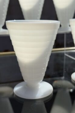 Alternative view of Set of 6 Vintage Hazel Atlas White Milk Glass Pedestal Tumblers- Set of 6