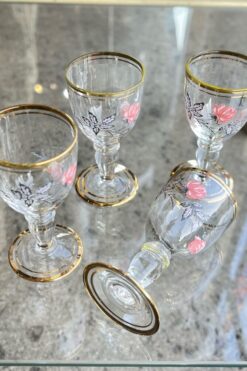 Vintage Rose Port Glasses - Set of 4