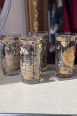 Alternative view of Vintage Golden Map Tumblers Set 4
