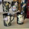4576 black foral 80s mugs