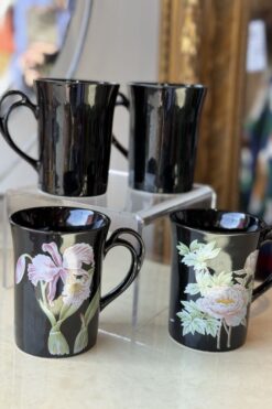 Alternative view of 80s Black Floral Mugs