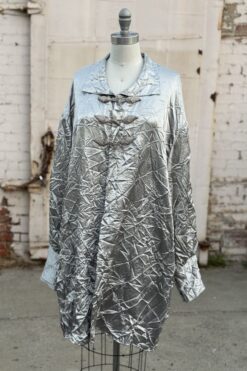 1980s Jeanne Marc Silver Wrinkled Long Sleeve