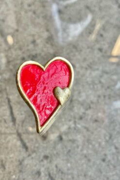 80s Red and Gold Heart Pin