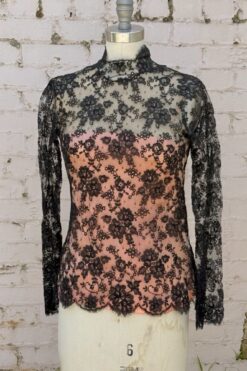 Vintage Bob Mackie Ray Aghayan Black Lace Top