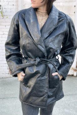 Vintage Patchwork Leather Trenchcoat - Large