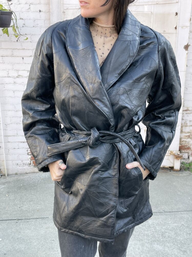 Vintage Patchwork Leather Trenchcoat – Large → Hotbox Vintage