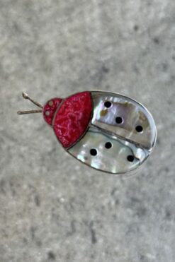 Mother of Pearl Ladybug Pin Brooch