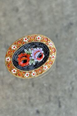 60s Micro Mosaic Floral Pin Brooch