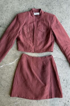 90s Linen Jacket and Mini Skirt Set